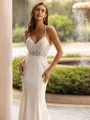 Regal Sheath/Column Stretch Crepe Lace V-Neck Sleeveless Sweep/Brush Train Wedding Dress