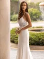 Regal Sheath/Column Stretch Crepe Lace V-Neck Sleeveless Sweep/Brush Train Wedding Dress