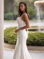Refined Sheath/Column Stretch Crepe Lace Spaghetti Straps Sleeveless Sweep/Brush Train Wedding Dress