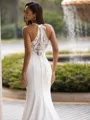 Refined Sheath/Column Stretch Crepe Lace Spaghetti Straps Sleeveless Sweep/Brush Train Wedding Dress