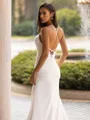 Chic Sheath/Column Chiffon Ruched V-Neck Sleeveless Sweep/Brush Train Wedding Dress