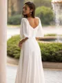 Flattering A-Line/Princess Chiffon Ruched Off-the-Shoulder 1/2 Sleeves Floor-Length Wedding Dress