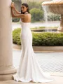 Timeless Sheath/Column Stretch Crepe Ruched Halter Sleeveless Sweep/Brush Train Wedding Dress