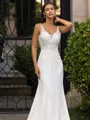 Glamorous Sheath/Column Stretch Crepe Lace V-Neck Sleeveless Sweep/Brush Train Wedding Dress
