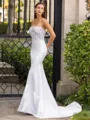 Resplendent Sheath Straight Appliques Lace Sweep Train Satin Wedding Dress