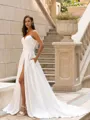 Gracious A-Line/Princess Satin Ruched Sweetheart Sleeveless Sweep/Brush Train Wedding Dress