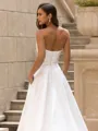 Gracious A-Line/Princess Satin Ruched Sweetheart Sleeveless Sweep/Brush Train Wedding Dress