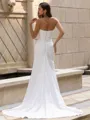 Stunning Sheath/Column Stretch Crepe Ruched Sweetheart Sleeveless Sweep/Brush Train Wedding Dress