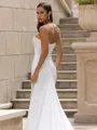 Stunning Sheath/Column Stretch Crepe Ruched Sweetheart Sleeveless Sweep/Brush Train Wedding Dress