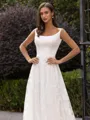 Charming A-Line/Princess Lace Applique Spaghetti Straps Sleeveless Sweep/Brush Train Wedding Dress