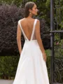 Noble A-Line/Princess Satin Ruffles Scoop Sleeveless Sweep/Brush Train Wedding Dress