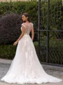Statuesque A-Line/Princess Lace Applique V-Neck Sleeveless Sweep/Brush Train Wedding Dress