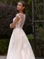 Statuesque A-Line/Princess Lace Applique V-Neck Sleeveless Sweep/Brush Train Wedding Dress