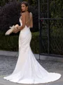 Endearing Sheath/Column Satin Ruched One-Shoulder Sleeveless Sweep/Brush Train Wedding Dress
