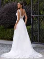 Tasteful A-Line/Princess Lace Applique Scoop Sleeveless Sweep/Brush Train Wedding Dress