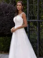 Tasteful A-Line/Princess Lace Applique Scoop Sleeveless Sweep/Brush Train Wedding Dress