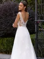 Tasteful A-Line/Princess Lace Applique Scoop Sleeveless Sweep/Brush Train Wedding Dress