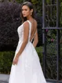 Gorgeous A-Line/Princess Satin Applique V-Neck Sleeveless Sweep/Brush Train Wedding Dress