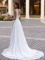 Stylish A-Line/Princess Chiffon Applique Straps Sleeveless Sweep/Brush Train Wedding Dress