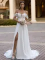 Stylish A-Line/Princess Chiffon Applique Straps Sleeveless Sweep/Brush Train Wedding Dress