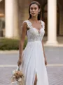 Stylish A-Line/Princess Chiffon Applique Straps Sleeveless Sweep/Brush Train Wedding Dress