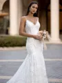 Refined Sheath/Column Lace  V-Neck Sleeveless Sweep/Brush Train Wedding Dress