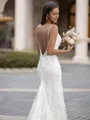 Refined Sheath/Column Lace  V-Neck Sleeveless Sweep/Brush Train Wedding Dress