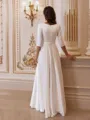Elegant A-line Bateau 3/4 Sleeves Floor-Length Wedding Dress