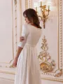Elegant A-line Bateau 3/4 Sleeves Floor-Length Wedding Dress