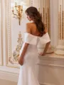 Sophisticated Sheath Off-the-Shoulder Cathedral Train Stretch Crepe Wedding Dress