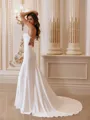Graceful Sheath Spaghetti Straps Sweep Train Stretch Crepe Wedding Dress