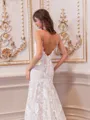 Regal Sheath V-Neck Appliques Lace Chapel Train Lace Wedding Dress