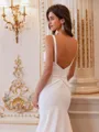 Stylish Sheath V-Neck Pleated Court Train Stretch Crepe Wedding Dress