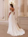 Refined A-line Cold Shoulder Pleated Court Train Charmeuse Wedding Dress