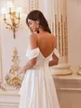 Refined A-line Cold Shoulder Pleated Court Train Charmeuse Wedding Dress