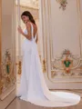 Flattering Sheath V-Neck Court Train Stretch Crepe Wedding Dress