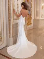 Tasteful Sheath V-Neck Pleated Court Train Wedding Dress