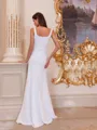 Impeccable Sheath Square Floor-Length Stretch Crepe Wedding Dress