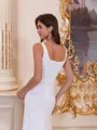 Impeccable Sheath Square Floor-Length Stretch Crepe Wedding Dress