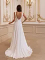 Stunning A-line V-Neck Sweep Train Chiffon Wedding Dress