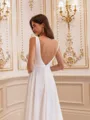Stunning A-line V-Neck Sweep Train Chiffon Wedding Dress