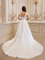 Polished A-line Off-the-Shoulder Court Train Satin Wedding Dress