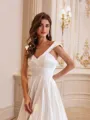 Polished A-line Off-the-Shoulder Court Train Satin Wedding Dress