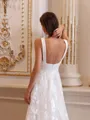 Charming A-line V-Neck Appliques Lace Court Train Lace Wedding Dress