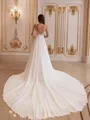 Noble A-line V-Neck Pleated Cathedral Train Chiffon Wedding Dress