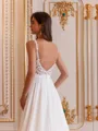 Noble A-line V-Neck Pleated Cathedral Train Chiffon Wedding Dress