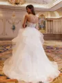 Endearing Ball-Gown V-Neck Appliques Lace Sweep Train Tulle Wedding Dress