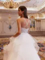 Endearing Ball-Gown V-Neck Appliques Lace Sweep Train Tulle Wedding Dress