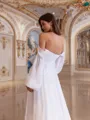 Gorgeous A-line Off-the-Shoulder Long Sleeves Pleated Court Train Chiffon Wedding Dress