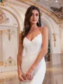 Unique Sheath V-Neck Appliques Lace Court Train Lace Wedding Dress